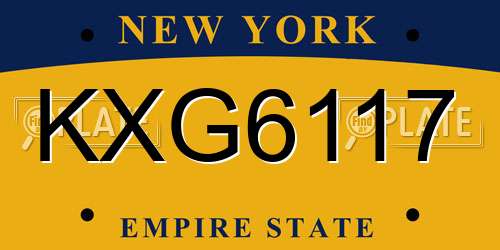 KXG6117 New York License Plate