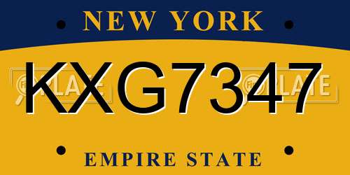 KXG7347 New York License Plate