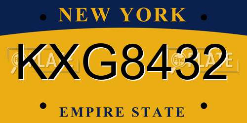 KXG8432 New York License Plate
