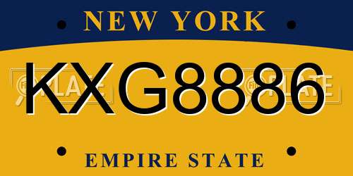 KXG8886 New York License Plate