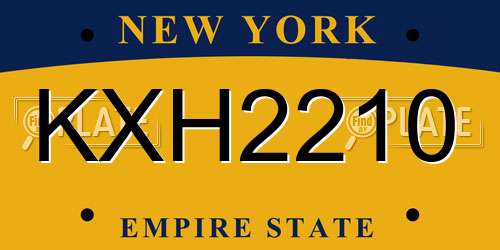 KXH2210 New York License Plate