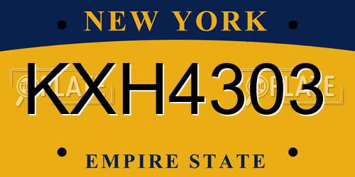KXH4303 New York License Plate