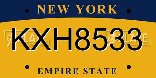KXH8533 New York License Plate