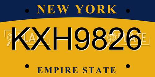 KXH9826 New York License Plate