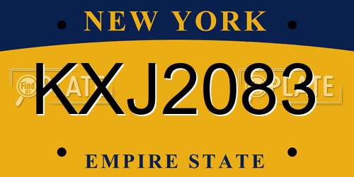 KXJ2083 New York License Plate