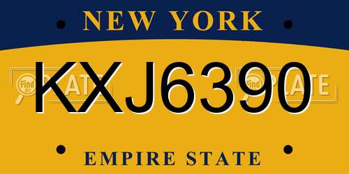 KXJ6390 New York License Plate