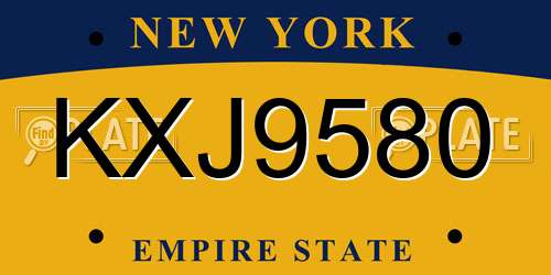 KXJ9580 New York License Plate