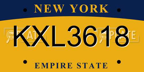 KXL3618 New York License Plate