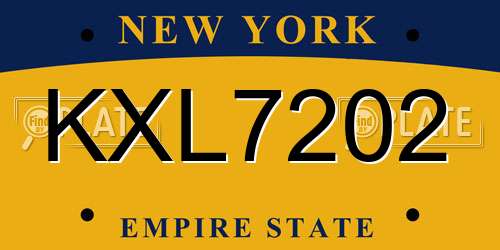 KXL7202 New York License Plate