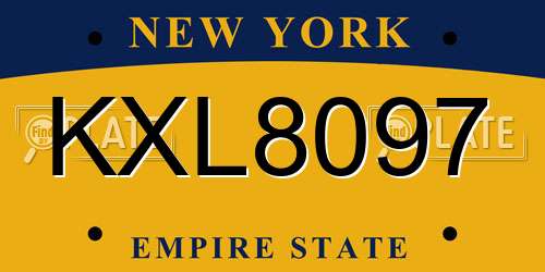KXL8097 New York License Plate