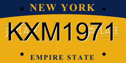 KXM1971 New York License Plate