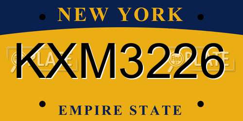 KXM3226 New York License Plate