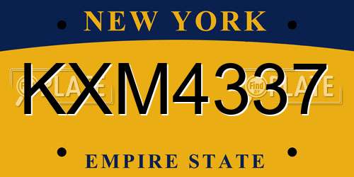 KXM4337 New York License Plate