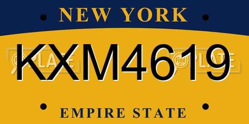 KXM4619 New York License Plate