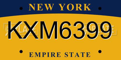 KXM6399 New York License Plate
