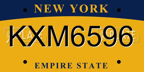 KXM6596 New York License Plate