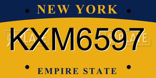 KXM6597 New York License Plate