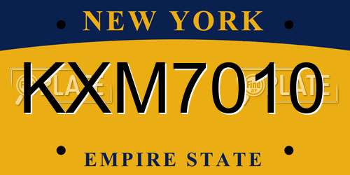KXM7010 New York License Plate
