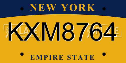 KXM8764 New York License Plate