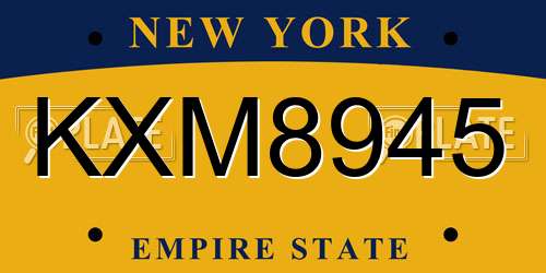 KXM8945 New York License Plate