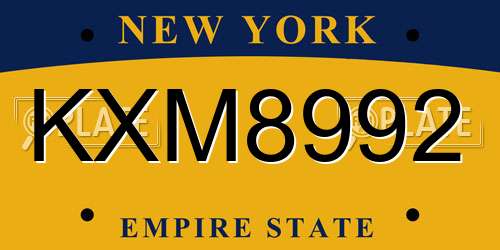 KXM8992 New York License Plate
