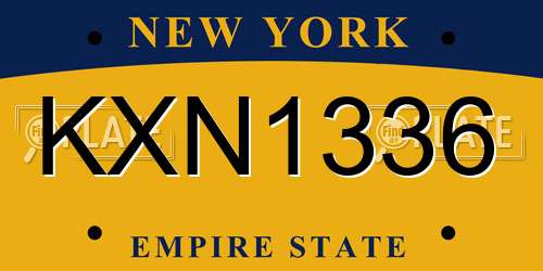 KXN1336 New York License Plate