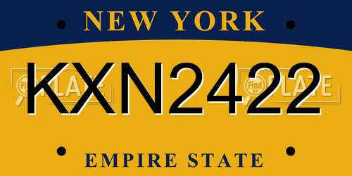 KXN2422 New York License Plate