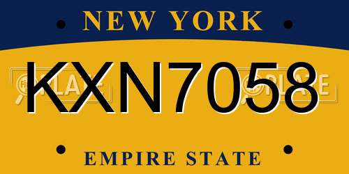KXN7058 New York License Plate