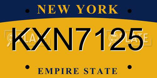 KXN7125 New York License Plate