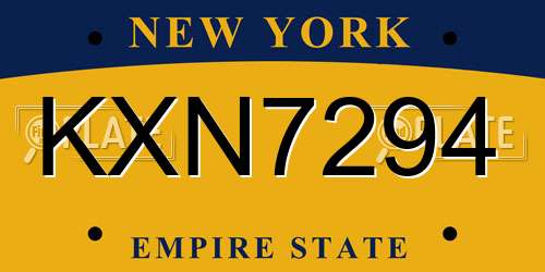 KXN7294 New York License Plate