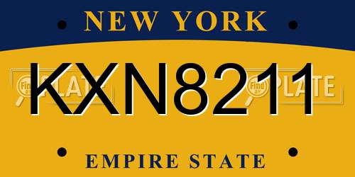 KXN8211 New York License Plate