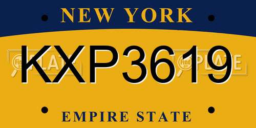 KXP3619 New York License Plate