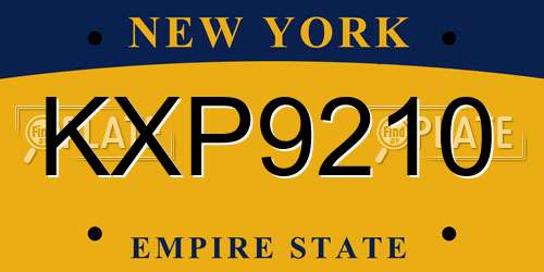 KXP9210 New York License Plate