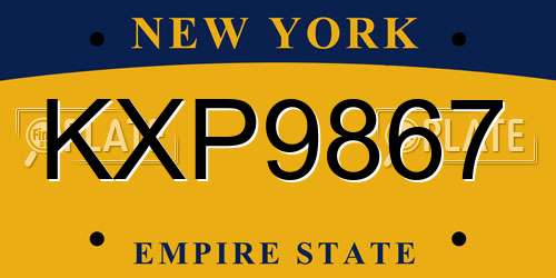 KXP9867 New York License Plate