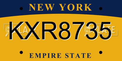 KXR8735 New York License Plate