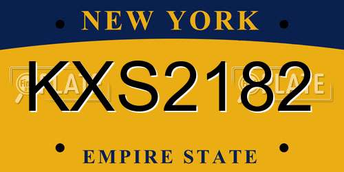 KXS2182 New York License Plate