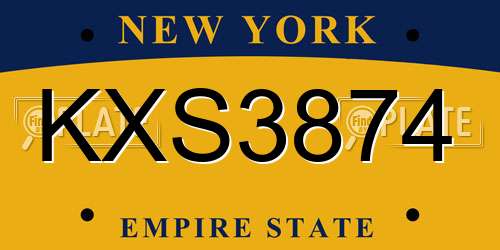 KXS3874 New York License Plate
