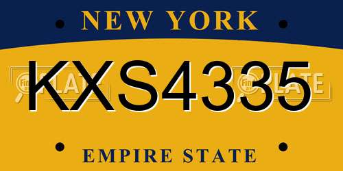 KXS4335 New York License Plate