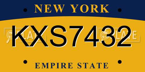 KXS7432 New York License Plate