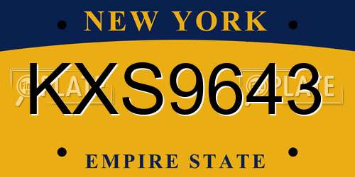 KXS9643 New York License Plate