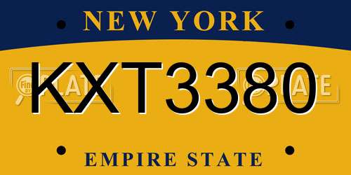 KXT3380 New York License Plate