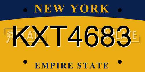 KXT4683 New York License Plate
