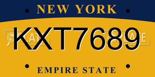 KXT7689 New York License Plate