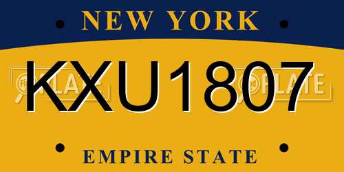 KXU1807 New York License Plate