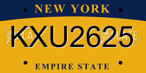 KXU2625 New York License Plate