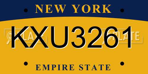 KXU3261 New York License Plate