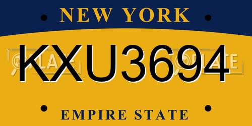 KXU3694 New York License Plate