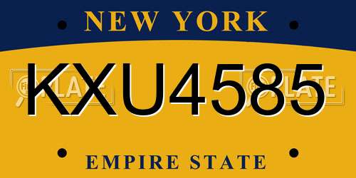 KXU4585 New York License Plate