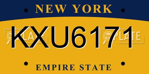 KXU6171 New York License Plate