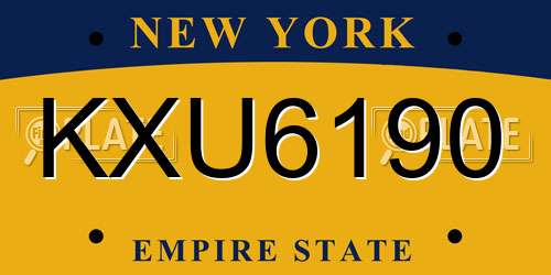 KXU6190 New York License Plate